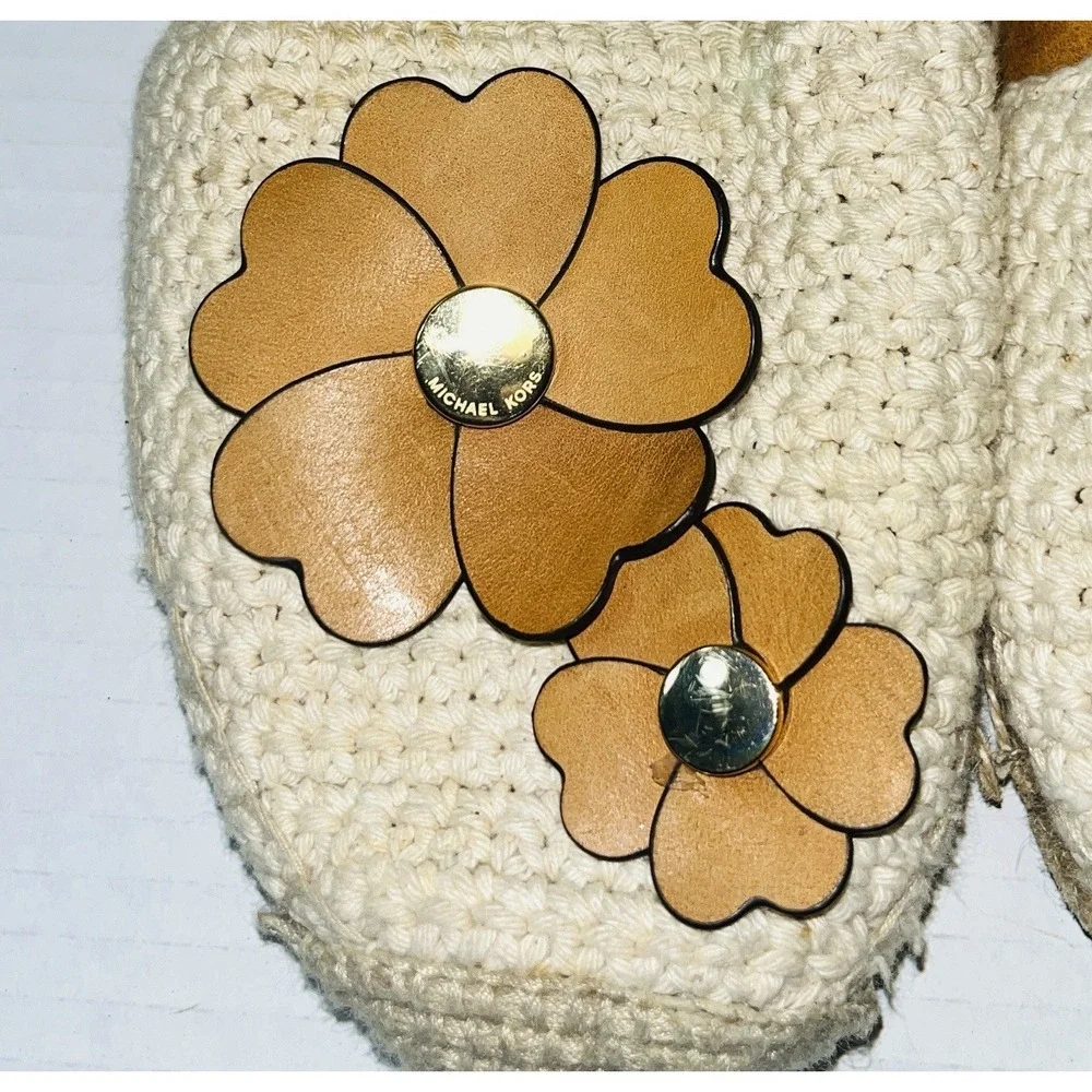 Michael‎ Kors Leather Espadrilles with Flower Details
